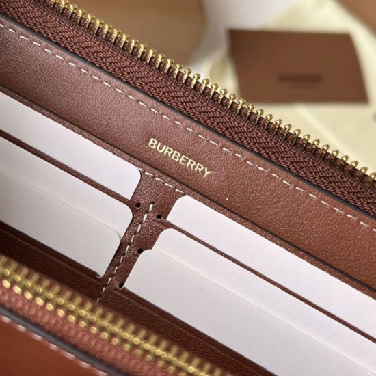 Replica di lusso Portafoglio con cerniera Burberry Vintage Check E-canvas Imitazioni Cloni Portafoglio con cerniera Burberry Vintage Check E-canvas firmate