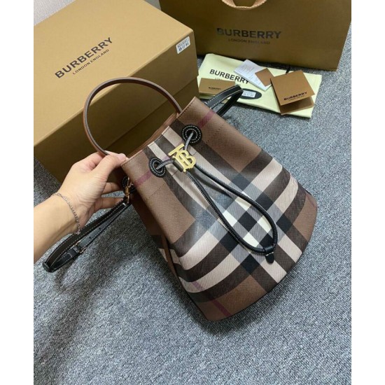 Replica di lusso Borse Firmate a secchiello TB piccola Burberry color caffè Imitazioni Cloni Borse Firmate Replica a secchiello TB piccola Burberry color caffè firmate