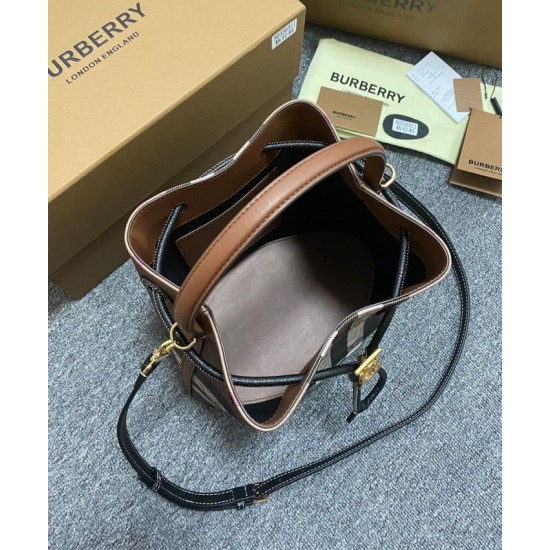 Replica di lusso Borse Firmate a secchiello TB piccola Burberry color caffè Imitazioni Cloni Borse Firmate Replica a secchiello TB piccola Burberry color caffè firmate