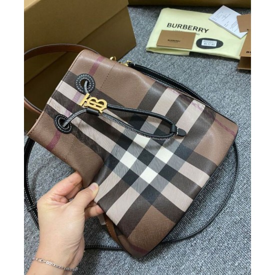 Replica di lusso Borse Firmate a secchiello TB piccola Burberry color caffè Imitazioni Cloni Borse Firmate Replica a secchiello TB piccola Burberry color caffè firmate