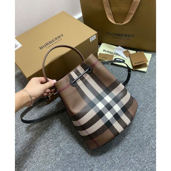 Replica di lusso Borse Firmate a secchiello TB piccola Burberry color caffè Imitazioni Cloni Borse Firmate Replica a secchiello TB piccola Burberry color caffè firmate