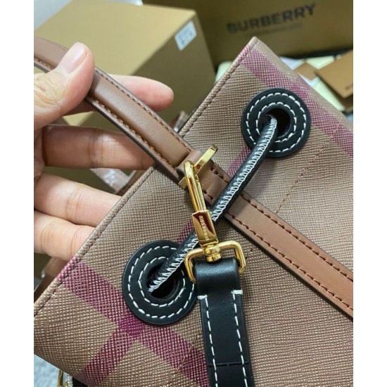 Replica di lusso Borse Firmate a secchiello TB piccola Burberry color caffè Imitazioni Cloni Borse Firmate Replica a secchiello TB piccola Burberry color caffè firmate