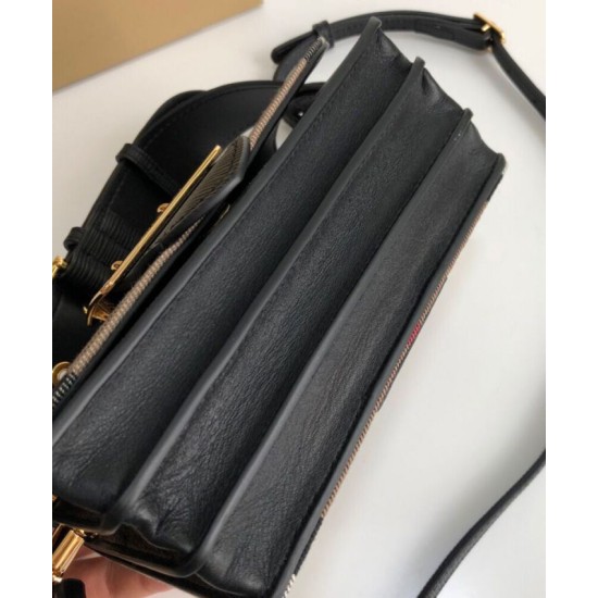 Replica di lusso Borse Firmate a tracolla piccola con fibbia Burberry Nera Imitazioni Cloni Borse Firmate Replica a tracolla piccola con fibbia Burberry Nera firmate