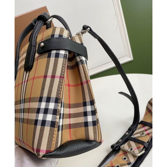 Cloni Borsa tote piccola Burberry Banner Vintage Check nera firmate
