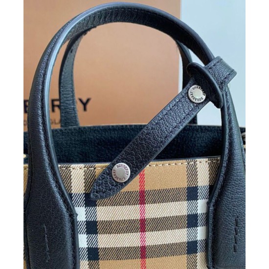 Cloni Borsa tote piccola Burberry Banner Vintage Check nera firmate