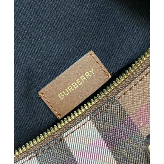 Replica di lusso Borsa bowling media Burberry Check marrone Imitazioni Cloni Borsa bowling media Burberry Check marrone firmate
