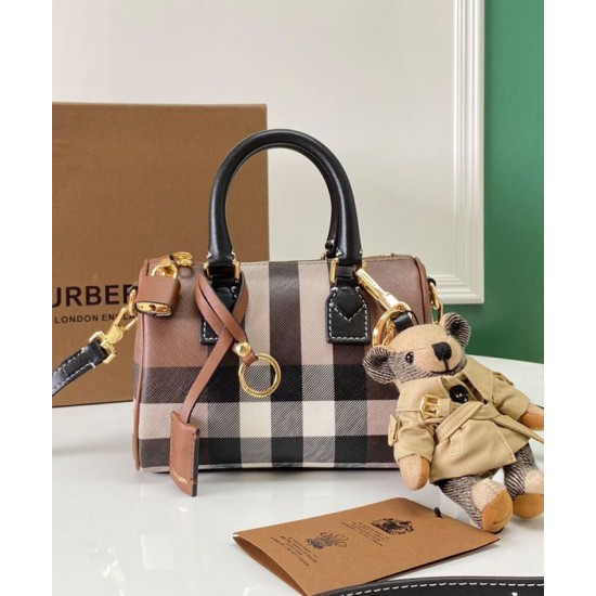 Replica di lusso Mini borsa bowling con motivo a quadri Burberry Imitazioni Cloni Mini borsa bowling con motivo a quadri Burberry firmate