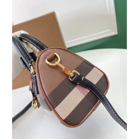 Replica di lusso Mini borsa bowling con motivo a quadri Burberry Imitazioni Cloni Mini borsa bowling con motivo a quadri Burberry firmate