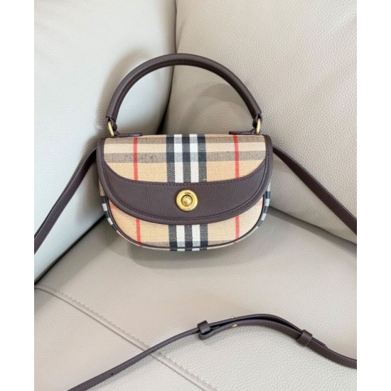 Replica di lusso Borsa Burberry Mini Highlands caffè scuro Imitazioni Cloni Borsa Burberry Mini Highlands caffè scuro firmate