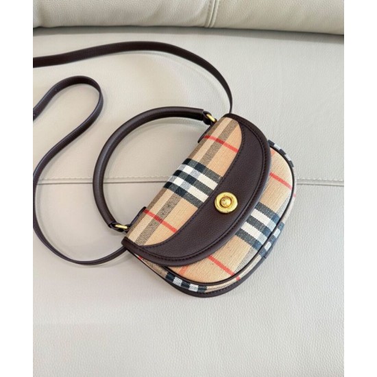 Replica di lusso Borsa Burberry Mini Highlands caffè scuro Imitazioni Cloni Borsa Burberry Mini Highlands caffè scuro firmate