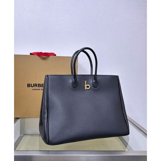 Replica di lusso Borsa tote Burberry Rocking Horse media nera Imitazioni Cloni Borsa tote Burberry Rocking Horse media nera firmate