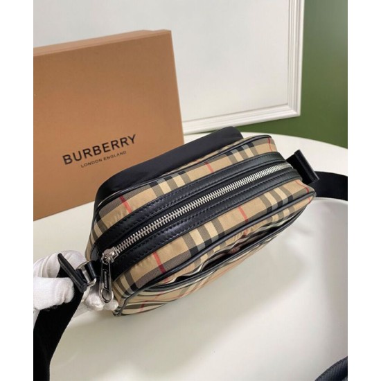 Replica di lusso Borsa a tracolla Burberry Vintage Check color albicocca Imitazioni Cloni Borsa a tracolla Burberry Vintage Check color albicocca firmate