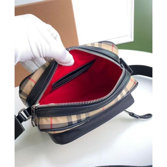 Replica di lusso Borsa a tracolla Burberry Vintage Check color albicocca Imitazioni Cloni Borsa a tracolla Burberry Vintage Check color albicocca firmate
