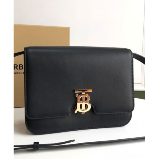 Replica di lusso Borsa a tracolla Burberry TB media Nera Imitazioni Cloni Borsa a tracolla Burberry TB media Nera firmate