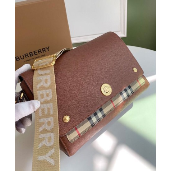 Replica di lusso Borsa a tracolla Burberry Vintage Check Note Caffè Imitazioni Cloni Borsa a tracolla Burberry Vintage Check Note Caffè firmate