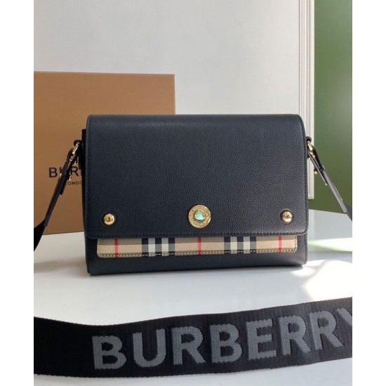 Replica di lusso Borsa a tracolla Burberry Vintage Check Note Nera Imitazioni Replica Perfetta Borsa a tracolla Burberry Vintage Check Note Nera firmate