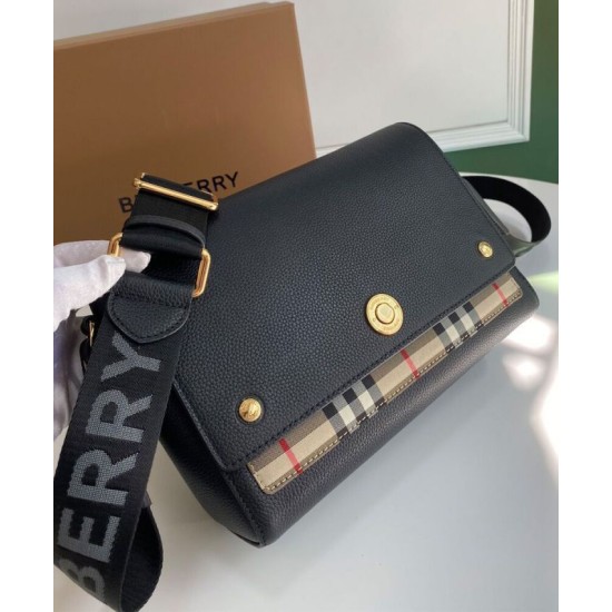 Replica di lusso Borsa a tracolla Burberry Vintage Check Note Nera Imitazioni Replica Perfetta Borsa a tracolla Burberry Vintage Check Note Nera firmate