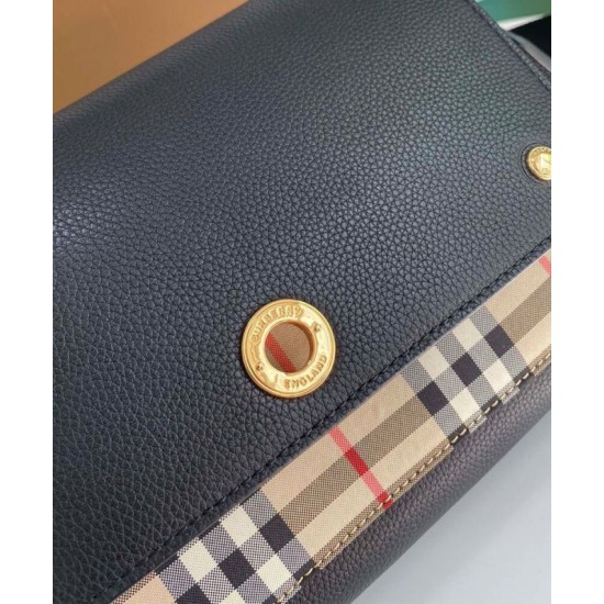 Replica di lusso Borsa a tracolla Burberry Vintage Check Note Nera Imitazioni Replica Perfetta Borsa a tracolla Burberry Vintage Check Note Nera firmate