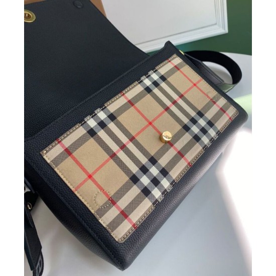 Replica di lusso Borsa a tracolla Burberry Vintage Check Note Nera Imitazioni Replica Perfetta Borsa a tracolla Burberry Vintage Check Note Nera firmate