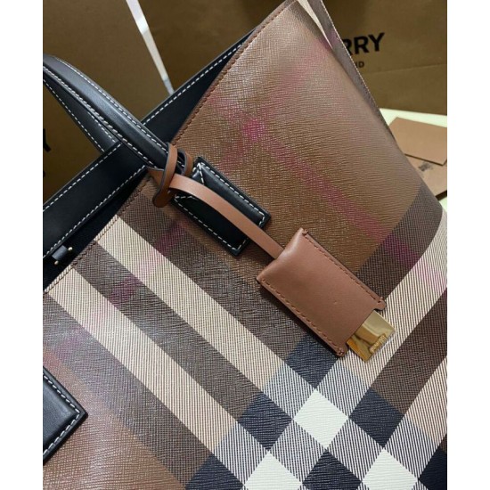 Replica di lusso Borsa tote a quadri Burberry caffè scuro Imitazioni Cloni Borsa tote a quadri Burberry caffè scuro firmate