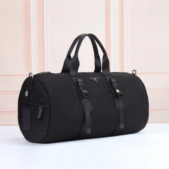 Replica di lusso Borsa da viaggio Prada Re-Nylon Saffiano 2VC015 nera Imitazioni Cloni Borsa da viaggio Prada Re-Nylon Saffiano 2VC015 nera firmate