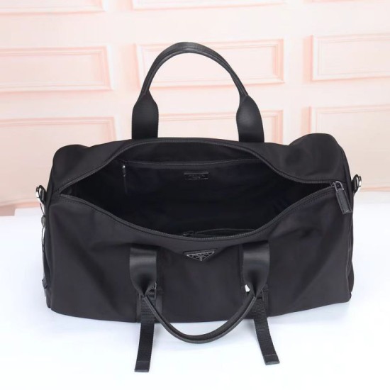 Replica di lusso Borsa da viaggio Prada Re-Nylon Saffiano 2VC015 nera Imitazioni Cloni Borsa da viaggio Prada Re-Nylon Saffiano 2VC015 nera firmate