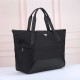 Replica di lusso Borsa tote Prada Re-Nylon con finiture in pelle nera Imitazioni Cloni Borsa tote Prada Re-Nylon con finiture in pelle nera firmate