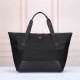 Replica di lusso Borsa tote Prada Re-Nylon con finiture in pelle nera Imitazioni Cloni Borsa tote Prada Re-Nylon con finiture in pelle nera firmate