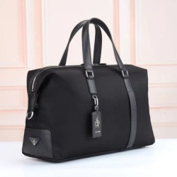 Replica di lusso Borsa da viaggio Prada Re-Nylon Saffiano nera Imitazioni Cloni Borsa da viaggio Prada Re-Nylon Saffiano nera firmate