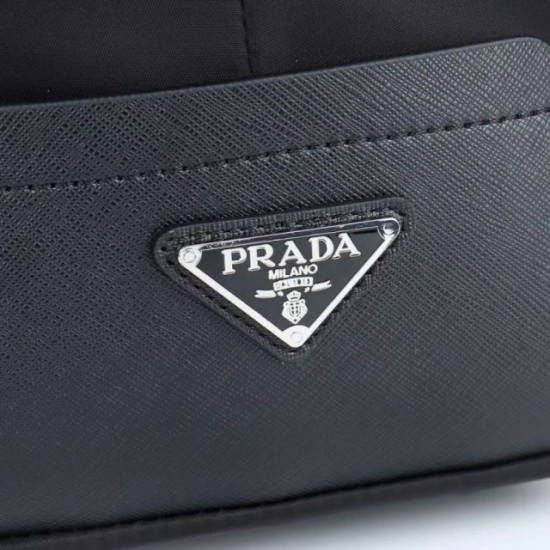 Replica di lusso Borsa da viaggio Prada Re-Nylon Saffiano nera Imitazioni Cloni Borsa da viaggio Prada Re-Nylon Saffiano nera firmate