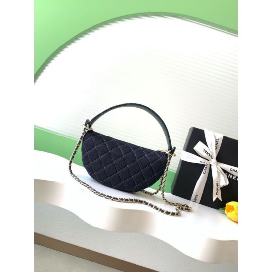 Replica di lusso Chanel 26P Clutch con catena AP5094 denim blu scuro Imitazioni Cloni Chanel 26P Clutch con catena AP5094 denim blu scuro firmate