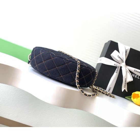 Replica di lusso Chanel 26P Clutch con catena AP5094 denim blu scuro Imitazioni Cloni Chanel 26P Clutch con catena AP5094 denim blu scuro firmate