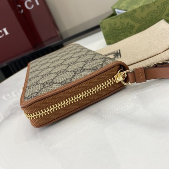 Replica di lusso Borse Portafoglio Gucci GG Emblem Zip Around 821803/819122 Marrone Imitazioni Replica Borse Portafoglio Gucci GG Emblem Zip Around 821803/819122 Marrone firmate