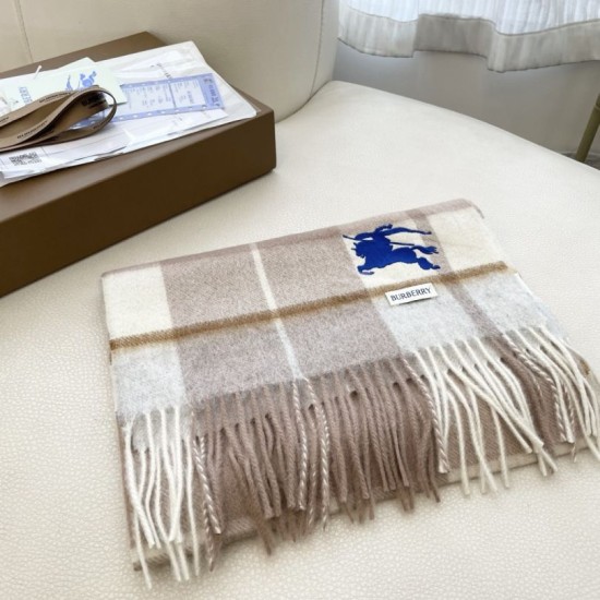 Replica di lusso Sciarpa Cashmere Burberry Equestrian Knight Check 32 x 180 beige Imitazioni Cloni Sciarpa Cashmere Burberry Equestrian Knight Check 32 x 180 beige firmate