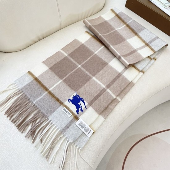 Replica di lusso Sciarpa Cashmere Burberry Equestrian Knight Check 32 x 180 beige Imitazioni Cloni Sciarpa Cashmere Burberry Equestrian Knight Check 32 x 180 beige firmate