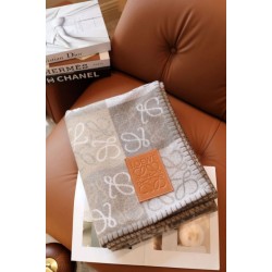 Coperta cashmere a quadri Loewe Anagram Beige 135 x 170