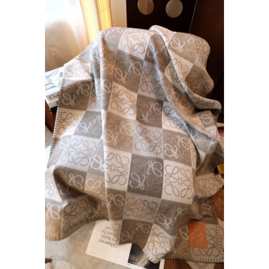 Cloni Coperta cashmere a quadri Loewe Anagram Beige 135 x 170 firmate
