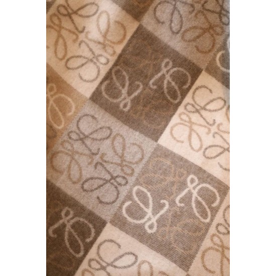 Cloni Coperta cashmere a quadri Loewe Anagram Beige 135 x 170 firmate