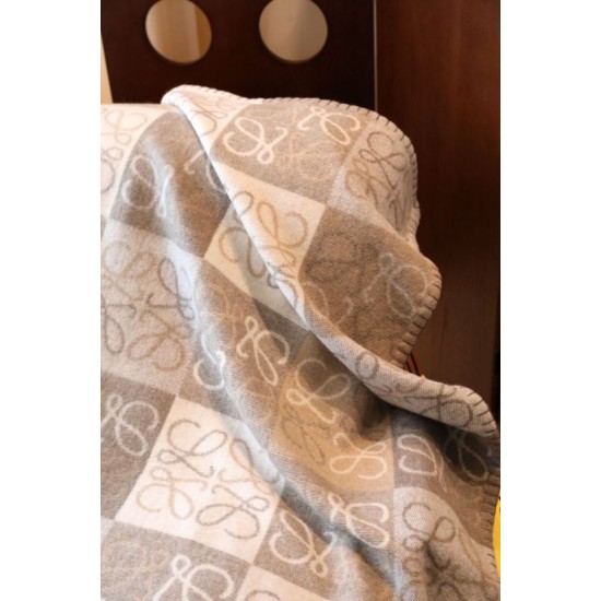 Cloni Coperta cashmere a quadri Loewe Anagram Beige 135 x 170 firmate
