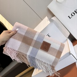 Sciarpa Loewe double-face cashmere con motivo a scacchi 30 x 180 Rosa
