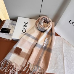 Sciarpa Loewe double-face cashmere con motivo a scacchi 30 x 180 Rosa