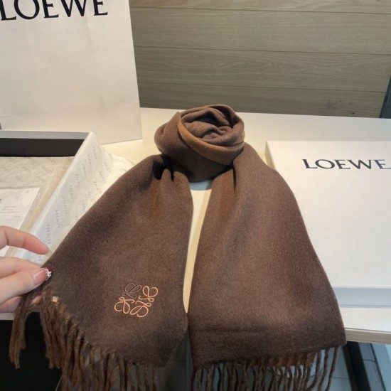 Replica di lusso Sciarpa reversibile cashmere Loewe 30 x 180 Marrone Imitazioni Cloni Sciarpa reversibile cashmere Loewe 30 x 180 Marrone firmate
