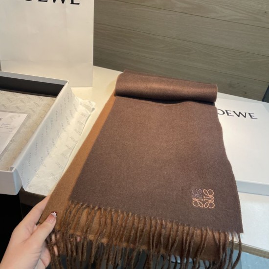 Replica di lusso Sciarpa reversibile cashmere Loewe 30 x 180 Marrone Imitazioni Cloni Sciarpa reversibile cashmere Loewe 30 x 180 Marrone firmate