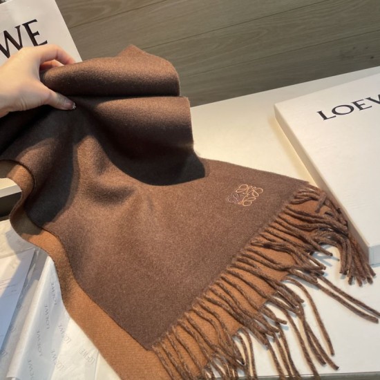 Replica di lusso Sciarpa reversibile cashmere Loewe 30 x 180 Marrone Imitazioni Cloni Sciarpa reversibile cashmere Loewe 30 x 180 Marrone firmate