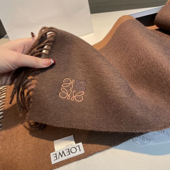Replica di lusso Sciarpa reversibile cashmere Loewe 30 x 180 Marrone Imitazioni Cloni Sciarpa reversibile cashmere Loewe 30 x 180 Marrone firmate