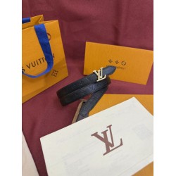 Qualità da grande Cintura Reversibile Louis Vuitton Flowergram 20mm con fibbia Louis Vuitton oro Nero