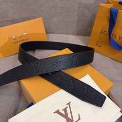 Replica Borse Cinture reversibile pelle sottile Louis Vuitton da 35mm Nero firmate