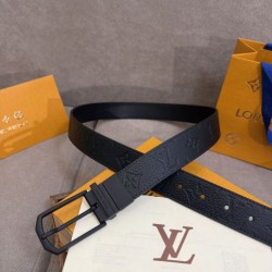 Replica Borse Cinture reversibile pelle sottile Louis Vuitton da 35mm Nero firmate