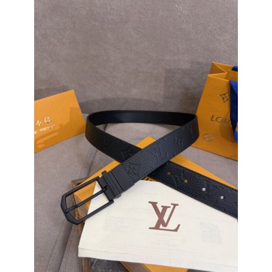 Replica di lusso Borse Cinture reversibile pelle sottile Louis Vuitton da 35mm Nero Imitazioni Replica Borse Cinture reversibile pelle sottile Louis Vuitton da 35mm Nero firmate