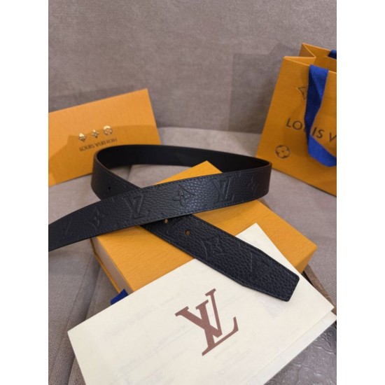 Replica di lusso Cinture reversibile pelle sottile Louis Vuitton da 35mm Nero argento Imitazioni Cloni Cinture reversibile pelle sottile Louis Vuitton da 35mm Nero argento firmate